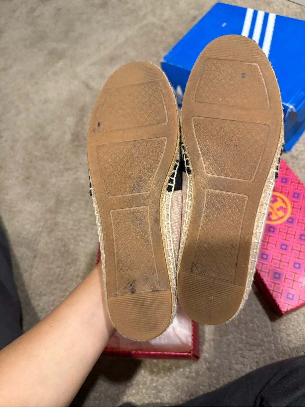 Tory Burch Beige Canvas Espadrille with Black Strap
